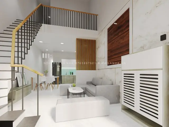 Mẫu Thiết Kế Phòng Khách Và Phòng Bếp Nối Liền Cho Nhà Ống