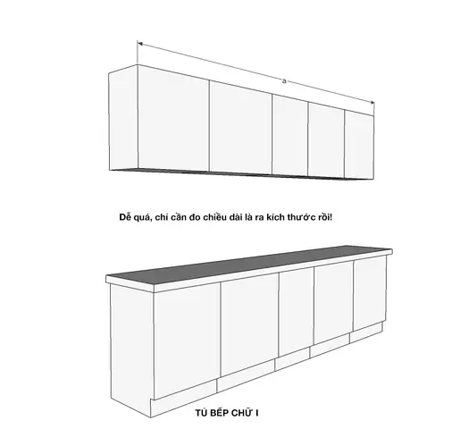 Cách Tính Tủ Bếp Dáng Chữ I