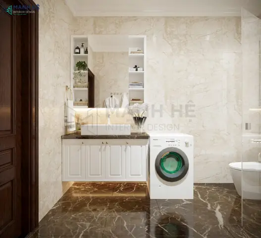 Mẫu 11: Thiết Kế Phòng Ngủ 25m2 Có Nhà Vệ Sinh Phong Cách Tân Cổ Điển Sang Trọng
