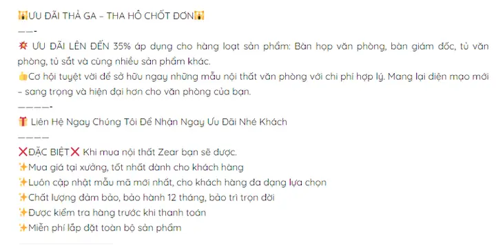 Bài Viết Quảng Cáo Hay Về Nội Thất Dạng Khuyến Mãi