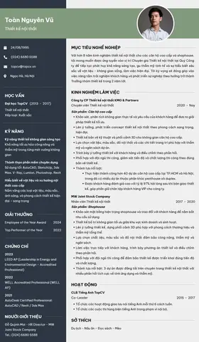 Tham Khảo Đa Dạng Mẫu Cv Thiết Kế Nội Thất Tại Topcv