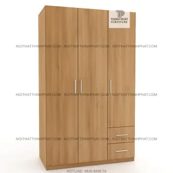 Tủ Áo Gỗ Công Nghiệp 4 Cánh Mở, 2 Hộc Kéo Ngoài, Phối Màu Hiện Đại...