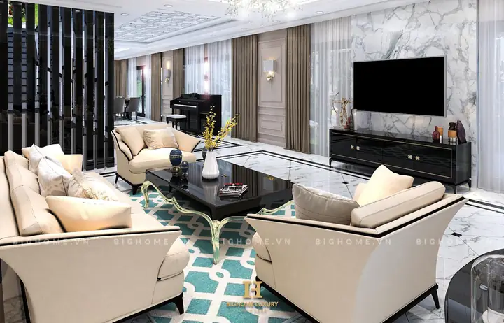 Nội Thất Phòng Khách Phong Cách Luxury