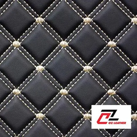 Da Pvc Hã¬nh Vuã´ng Sáº§n Äen Chá» Kem 2 Äæ°á»ng Chá»