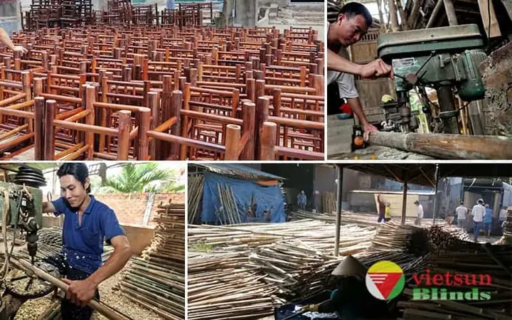 Hình Ảnh Xưởng Sản Xuất, Nhân Viên Thi Công Nội Thất Tre Trúc Của Việt Sun Bamboo
