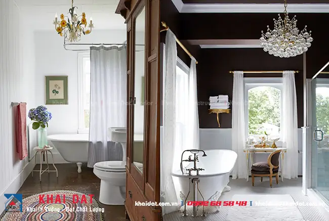 Nội Thấtphòng Tắm Sang Trọng Với Đèn Chùm
