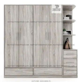 Tủ Quần Áo Hiện Đại Kết Hợp Kệ Trang Trí, Cửa Mở Với 3 Hộc Kéo... Tủ Quần Áo Hiện Đại Kết Hợp Kệ Trang Trí, Cửa Mở Với 3 Hộc Kéo...
