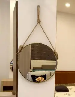 Gương Tròn Treo Dây Da Trang Trí Hiện...