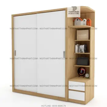 Tủ Quần Áo Cửa Lùa 1m2 X 2m Thiết Kế Thanh Lịch Gỗ Mdf Phủ Melamine...