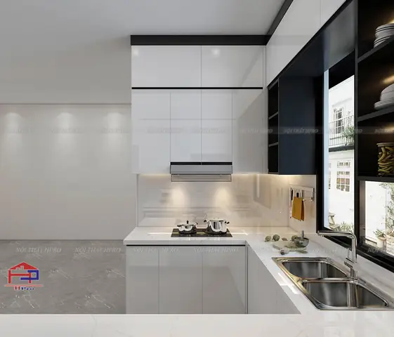 Mẫu Tủ Bếp Acrylic Tbac177 Màu Trắng Hiện Đại, Thoáng Đãng Nhà Cô Ngọc