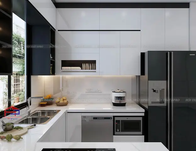 Mẫu Tủ Bếp Acrylic Tbac177 Màu Trắng Hiện Đại, Thoáng Đãng Nhà Cô Ngọc