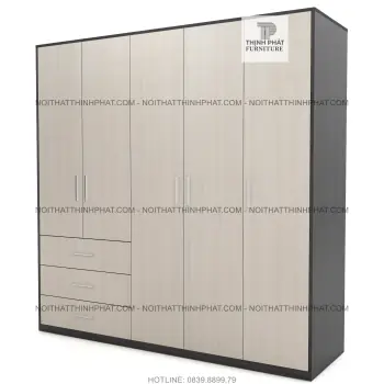 Tủ Quần Áo 1m6 X 2m, Thiết Kế Hiện Đại, 4 Hộc Kéo Ngoài, Gỗ Mdf Phủ...