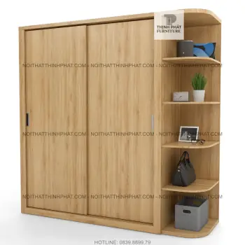 Tủ Quần Áo Kịch Trần 2 Tầng Cửa Lùa Kết Hợp Kệ Trang Trí (tqa108)
