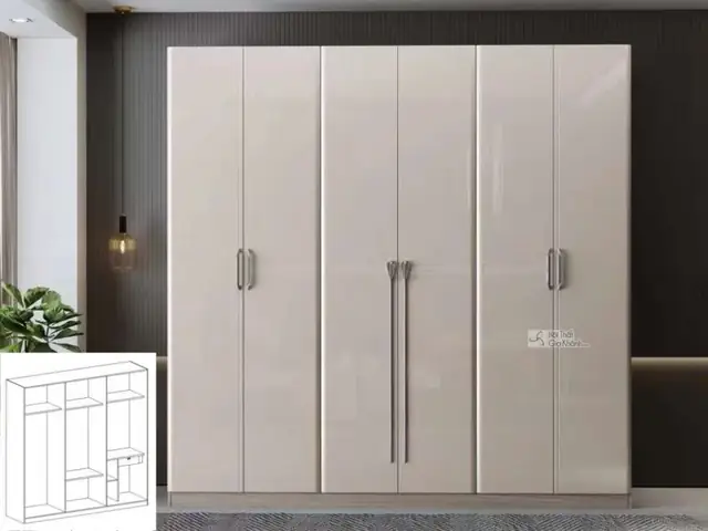 Tủ Quần Áo 6 Cánh Hiện Đại Cho Phòng Ngủ Tuba-8-6