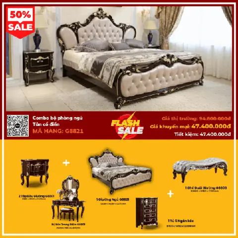 Combo Bộ Phòng Ngủ Tân Cổ Điển G8821