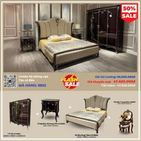 Combo Bộ Phòng Ngủ Tân Cổ Điển Gi9802