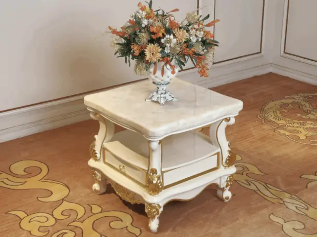 Bàn Trà Góc Mặt Đá Tự Nhiên Nhập Khẩu Bga98