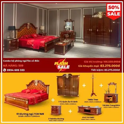 Combo Bộ Phòng Ngủ Tân Cổ Điển 509