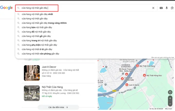 Cách Tìm Cửa Hàng Nội Thất Gần Đây Trên Google