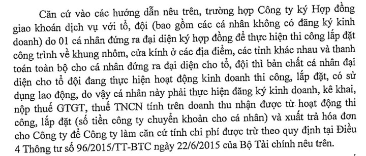 Phương Án 1: Kýhợp Đồngthuê Khoánvới1 Cá Nhân Không Kinh Doanhtự Tổ Chức Đội Thi Công