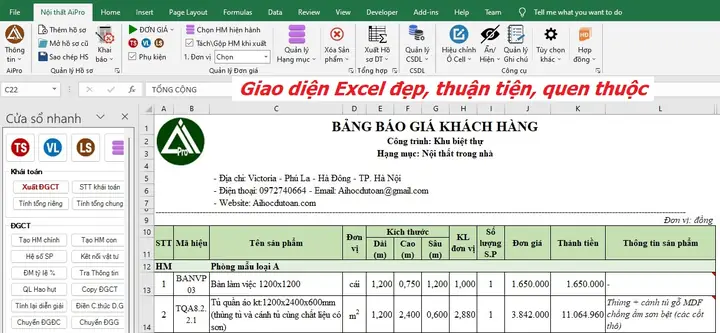 Dự Toán Báo Giá Nội Thất