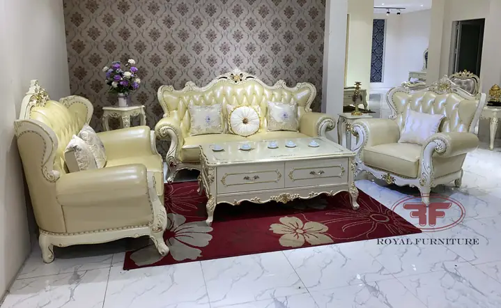 Chi Tiết Sản Phẩm Bộ Sofa 123 Tân Cổ Điển Dát Vàng Nhập Khẩu 9901b-dv: