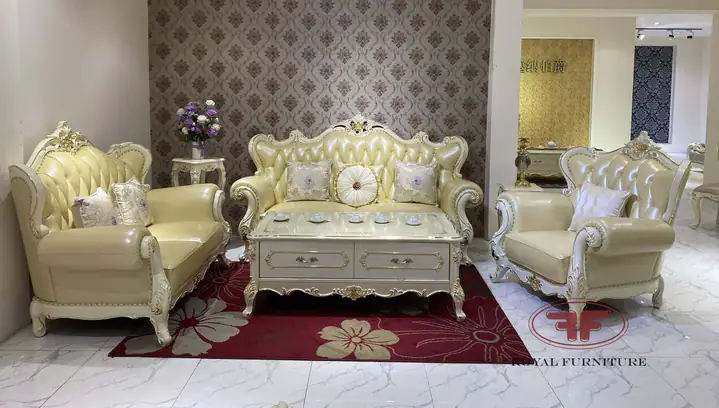 Chi Tiết Sản Phẩm Bộ Sofa 123 Tân Cổ Điển Dát Vàng Nhập Khẩu 9901b-dv:
