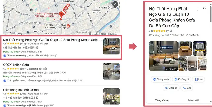 Tối Ưu Hóa Tài Khoản Google Map Công Ty Nội Thất