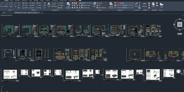 Link Tải File Cad Nội Thất Biệt Thự Indochine Đầy Đủ