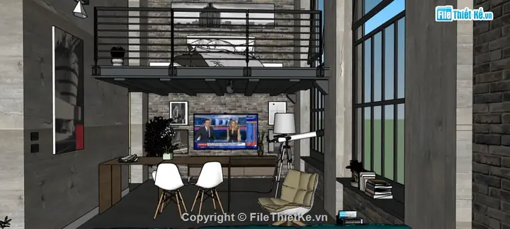 File Nội Thất Industrial Loft Sketchup: Nguồn Tải & Cách Dùng Hiệu Quả