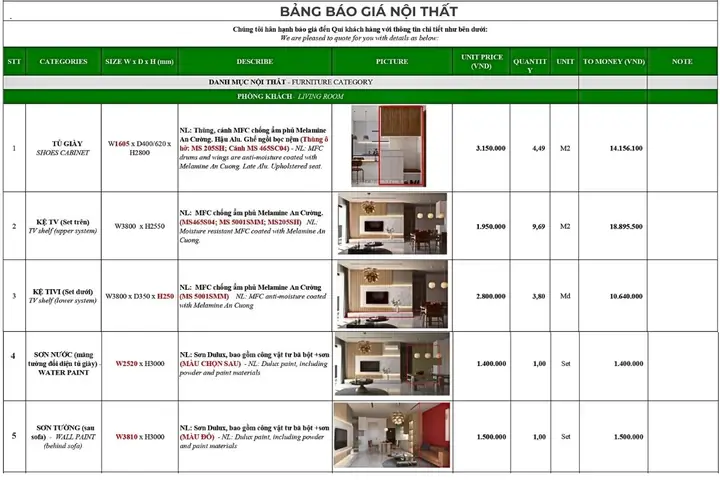 Báo Giá Nội Thất Chung Cư 2 Phòng Ngủ