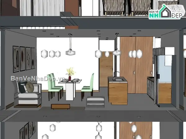 Tổng Hợp File Sketchup Nội Thất Nhà Phố Đẹp Và Chất Lượng