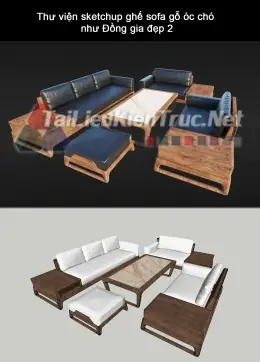 Thư Viện Sketchup Ghế Sofa Gỗ Óc Chó Như Đồng Gia Đẹp 2