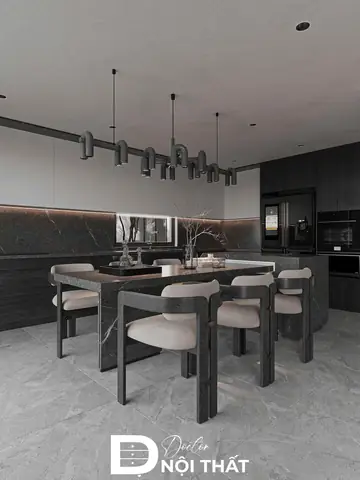 Mẫu Thiết Kế Nội Thất Phòng Bếp Đẹp Với Gam Màu Tối