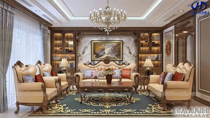 Chi Tiết Bộ Sofa Tân Cổ Điển Hkc-603