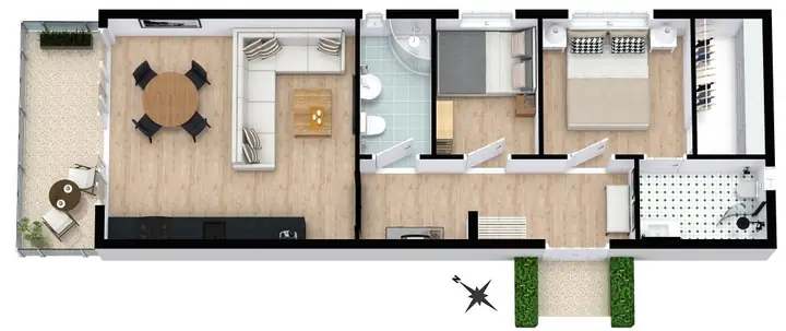 Thiết Kế Thi Công Nội Thất Chung Cư Với 2 Phòng Ngủ