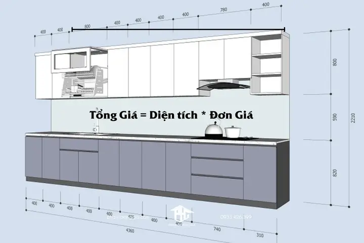 Tính Giá Thi Công Tủ Bếp