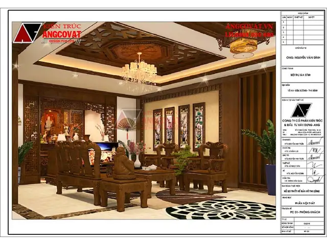 Hồ Sơ Thiết Kế Nội Thất Phòng Khách Kết Hợp Phòng Thờ Bằng Gỗ Tự Nhiên Hồ Sơ Thiết Kế Nội Thất Phòng Khách Kết Hợp Phòng Thờ Bằng Gỗ Tự Nhiên