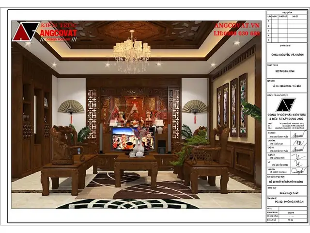 Hồ Sơ Thiết Kế Nội Thất Phòng Khách Kết Hợp Phòng Thờ Bằng Gỗ Tự Nhiên Hồ Sơ Thiết Kế Nội Thất Phòng Khách Kết Hợp Phòng Thờ Bằng Gỗ Tự Nhiên