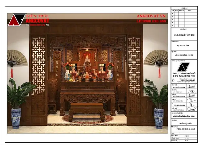 Hồ Sơ Thiết Kế Nội Thất Phòng Khách Kết Hợp Phòng Thờ Bằng Gỗ Tự Nhiên Hồ Sơ Thiết Kế Nội Thất Phòng Khách Kết Hợp Phòng Thờ Bằng Gỗ Tự Nhiên