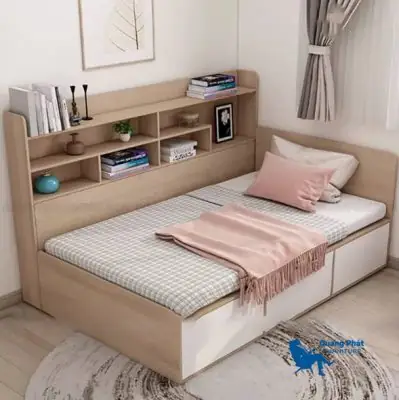 Thông Tin Chi Tiết Sản Phẩm Giường Ngủ Đơn Kèm Kệ Trang Trí, Ngăn Kéo Gn14: