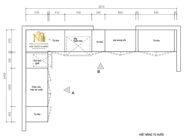 Thiết Kế 3d Mẫu Tủ Bếp Gỗ Sồi Nso08