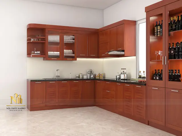 Thiết Kế 3d Mẫu Tủ Bếp Gỗ Sồi Nso08