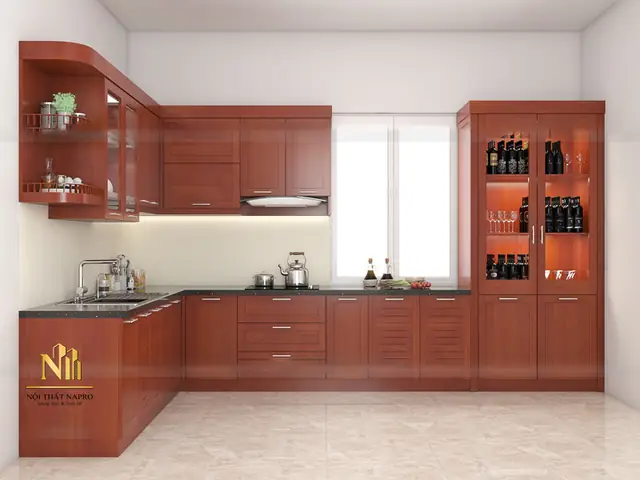 Thiết Kế 3d Mẫu Tủ Bếp Gỗ Sồi Nso08
