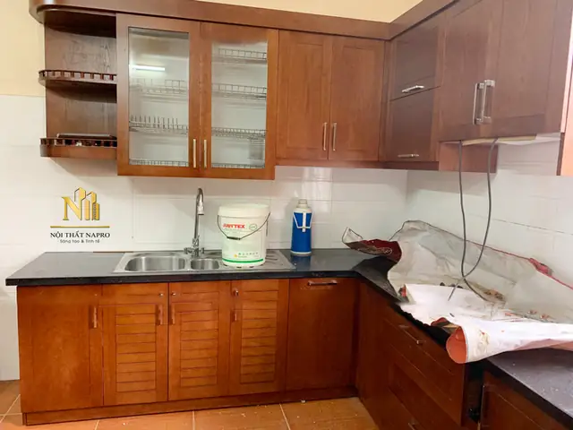Thiết Kế 3d Mẫu Tủ Bếp Gỗ Sồi Nso08