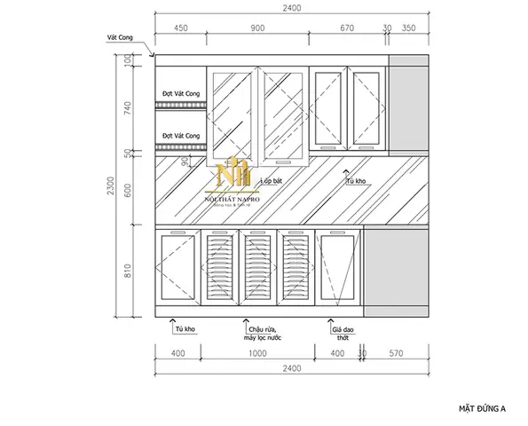Thiết Kế 3d Mẫu Tủ Bếp Gỗ Sồi Nso08