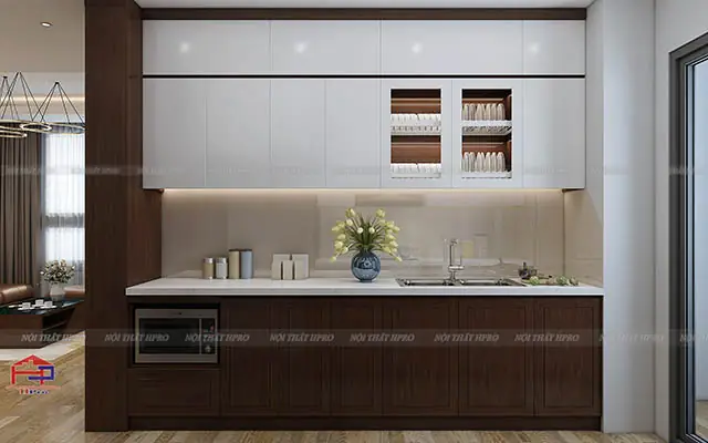 Tủ Bếp Gỗ Sồi Nga Tbsn38 Kết Hợp Laminate Nhà Anh Tuấn Thiết Kế Hiện Đại, Tiện Nghi