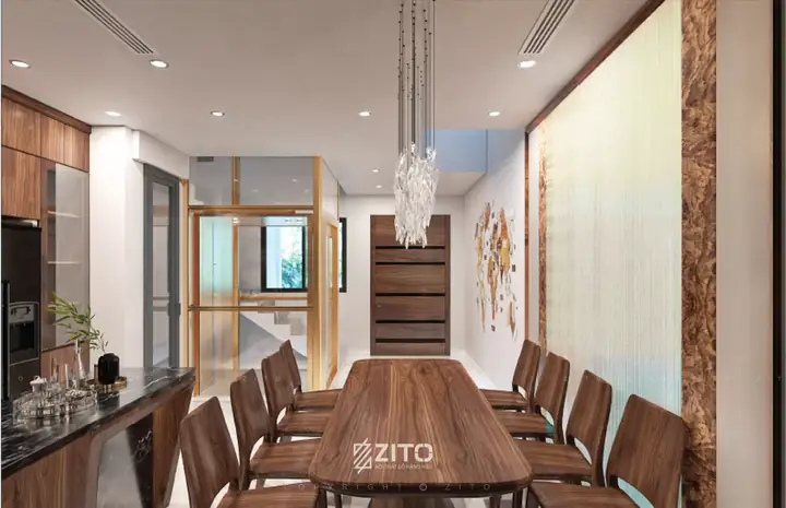 Hình Ảnh Thiết Kế Phòng Bếp Tầng 1 Đầy Đủ Công Năng
