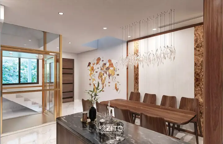 Hình Ảnh Thiết Kế Phòng Bếp Tầng 1 Đầy Đủ Công Năng