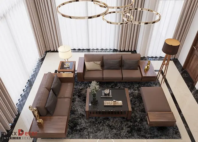 Thiết Kế Của Bộ Sofa Gỗ Óc Chó Chữ U Mdg 177w